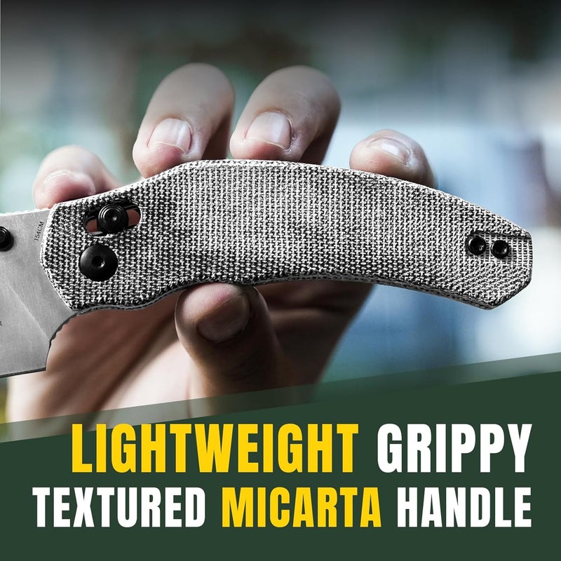 KIZER Bulldog Folding Pocket Knife, 3" Sheepsfoot Blade Folding Knife, 154CM Steel Micarta Handle Pocket Knife, Small EDC Knife for Outdoor Indoor Camping Hunting Fishing Survival V3672C2 - Image 3